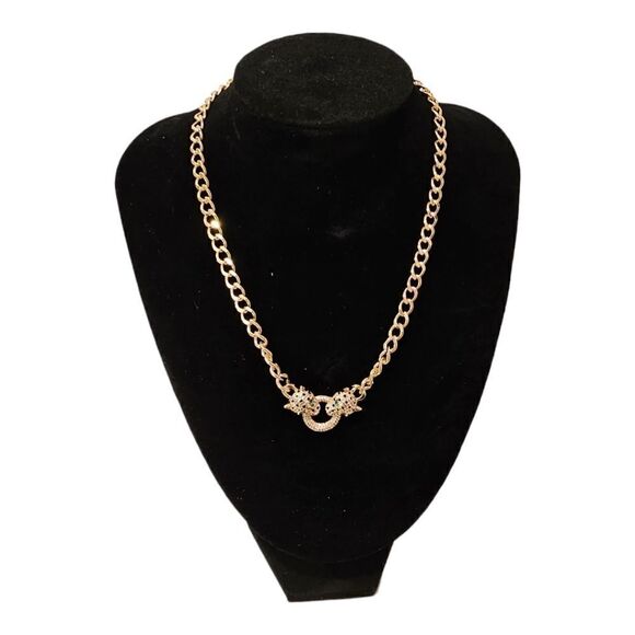 18k Gold Filled Classic Leopard Green Eye Black Cubic Zirconia Necklace - Picture 10 of 13